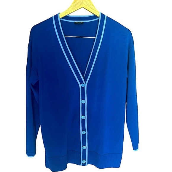 NEW Talbots Royal Blue Cardigan Sweater Size Medium V Neck Button Front - Picture 8 of 10